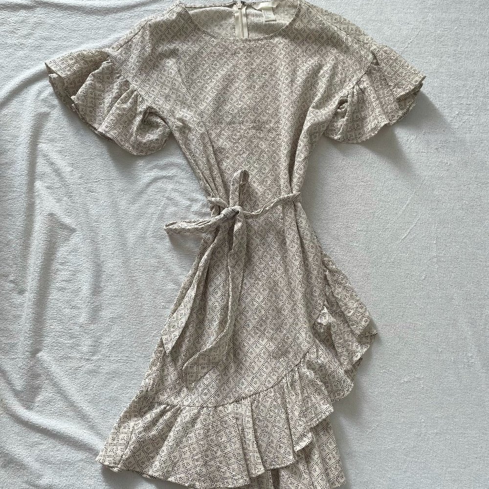 Summer Dress Ruffles Neutral Linen